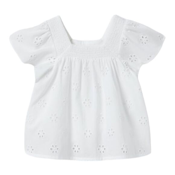 ZARA Kids | White | SMOCKED SCHIFFLI EMBROIDERY SHIRT - Picture 3 of 6